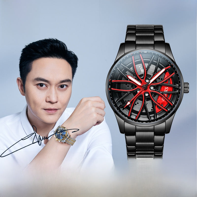 The dial rotates with the quartz movement.